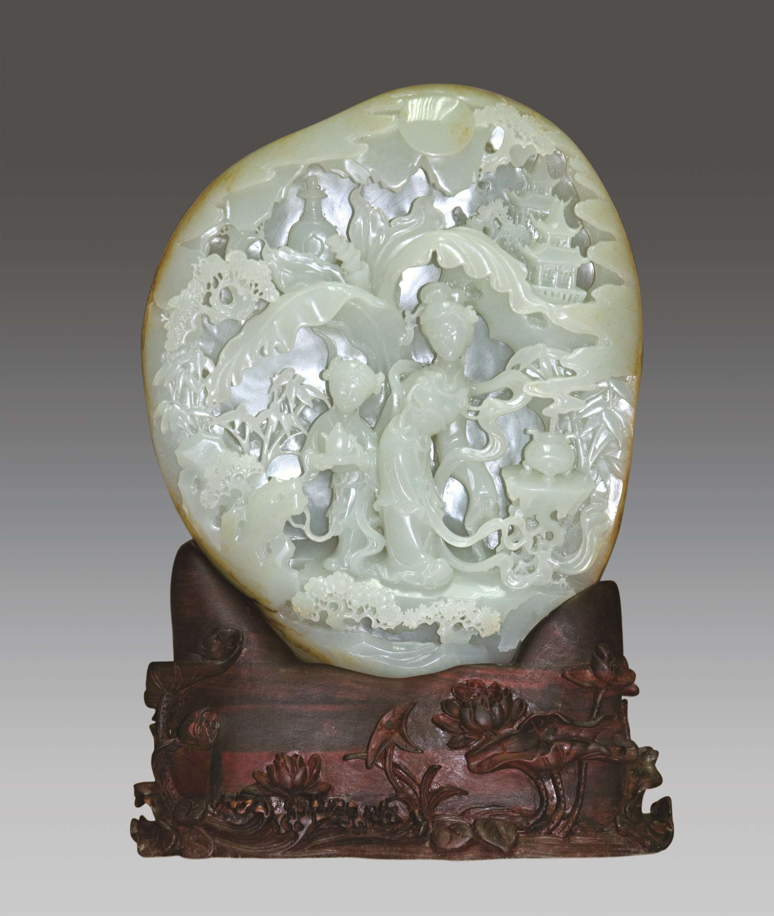 旭宇藏玉-扬州新工艺·和田仔玉贵妃拜月山子  21cm×17cm×6cm.jpg